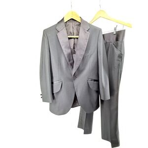 Mens Formal Tuxedo Suit 40R black Shawl Collar Jacket 34 x 32 Black Pants